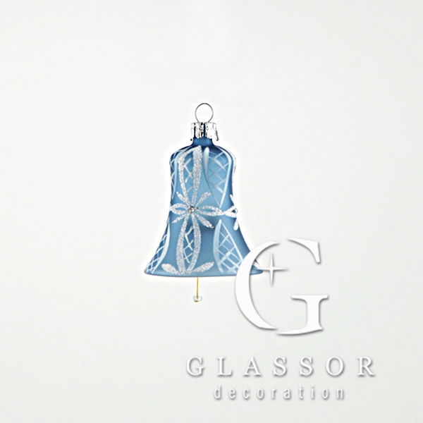 Zvoneček modrý klinkací s bílým dekorem