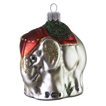 Vianočné ozdoby, slon so zeleným sedlom