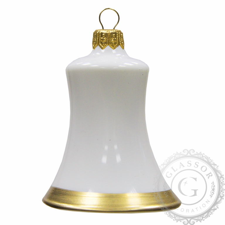 Zvonek bílý porcelán se zlatým proužkem