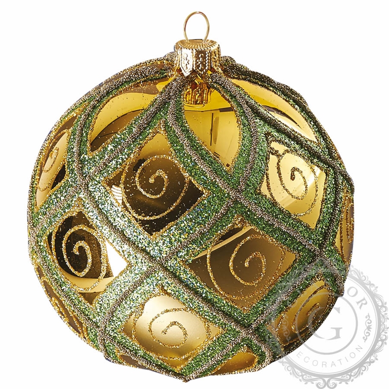 Vánoční koule zeleno - zlatá