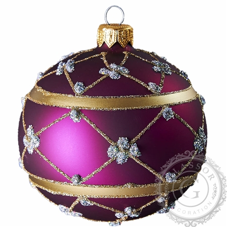 Vianočná guľa fialová s dekorom