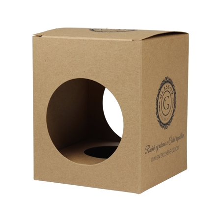 Darčeková krabička kraft s priehľadom na banky s priemerom 8 cm