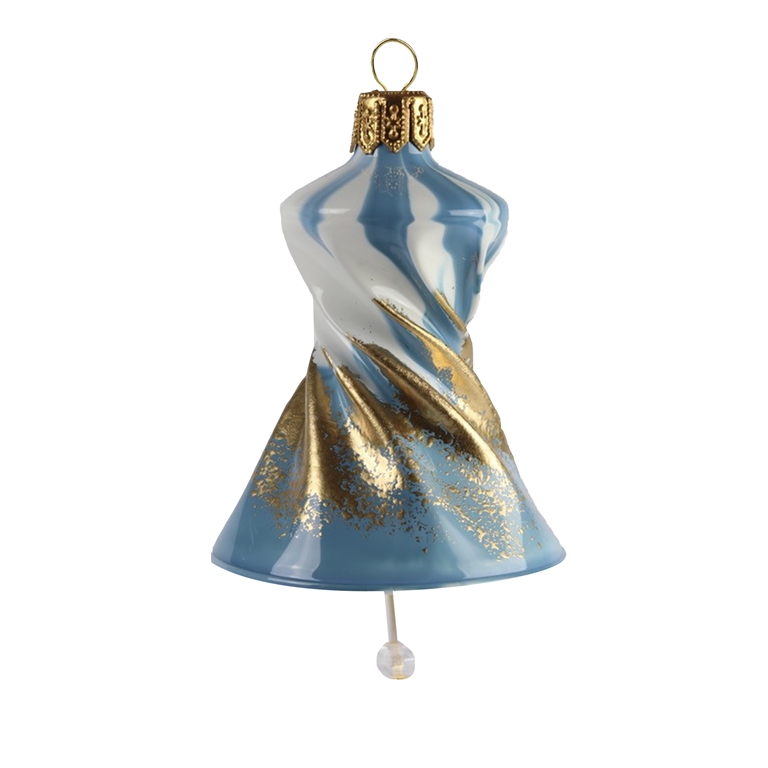 Zvonek  abstrakt zlatomodrý dekor ťupkovaný