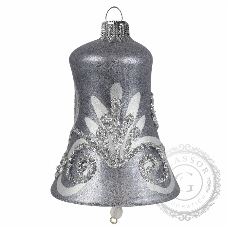 Zvonček šedostrieborný floral dekor