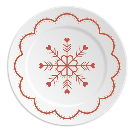Porcelánový tanierik s červenou vločkou