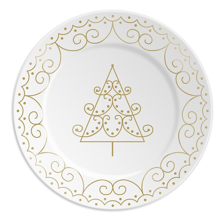 Porcelánový talířek se zlatým stromečkem