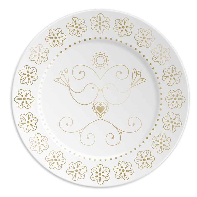 Porcelánový talířek se zlatými ptáčky