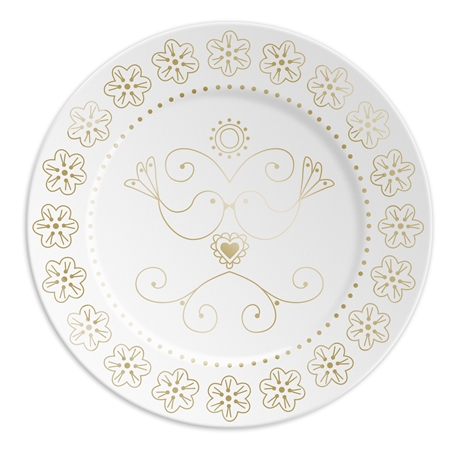 Porcelánový tanierik so zlatými vtáčikmi