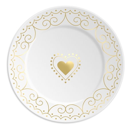 Porcelánový tanierik so zlatým srdcom