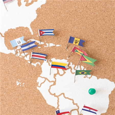 Pripináčiky na korkové mapy – svetové vlajky