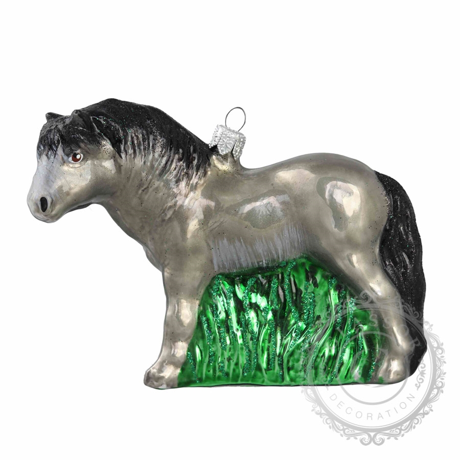 Skleněný kůň stříbrný