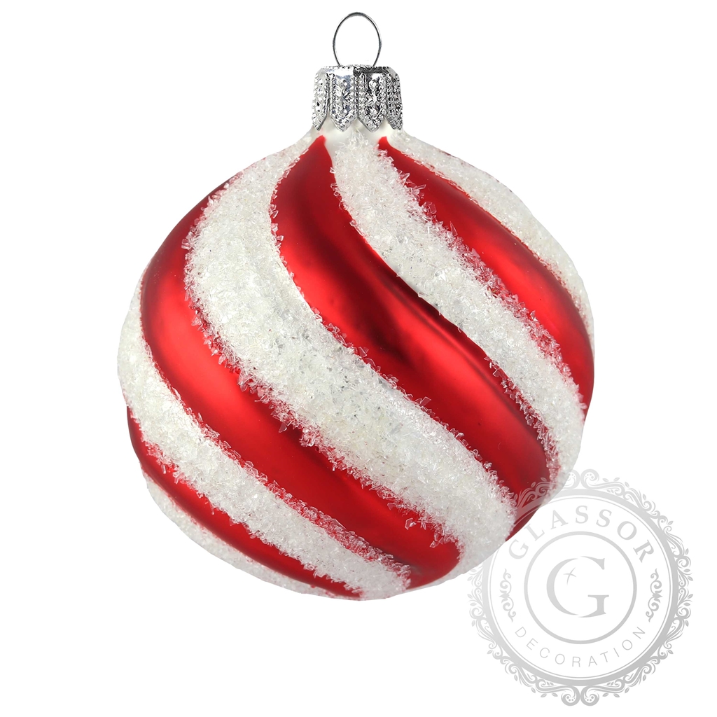 Vánoční koule červeno-bílá spirála