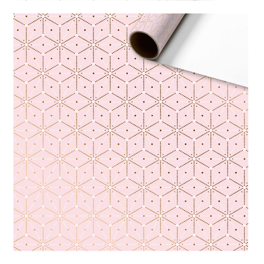 Balicí papír světle růžový s geometrickými vločkami
