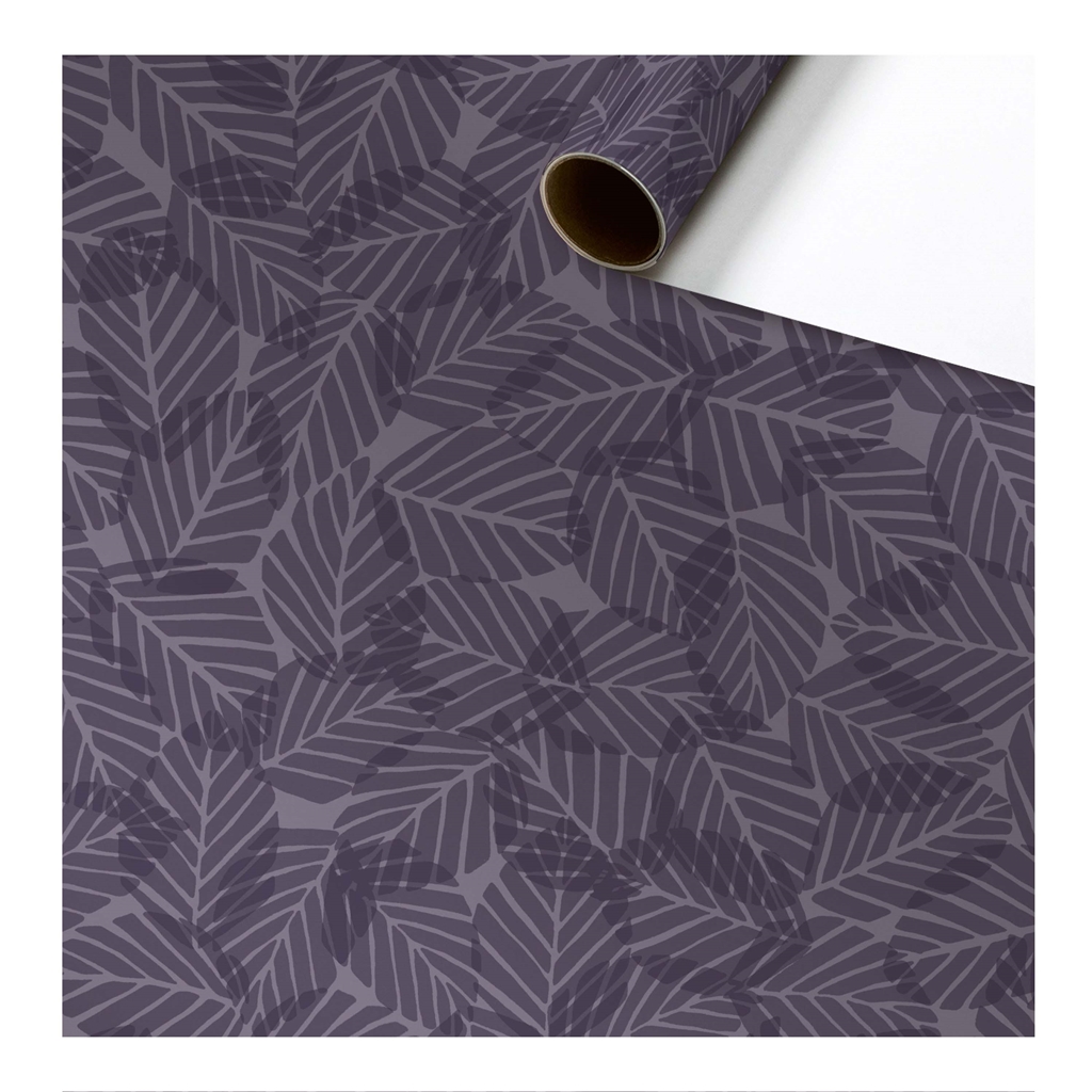 Balicí papír fialový s dekorem listů