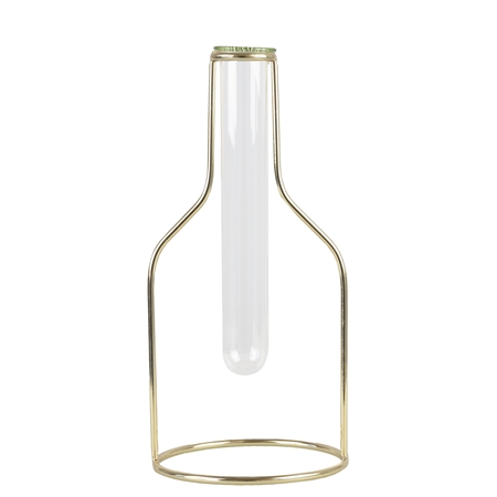 Dizajnová váza – skúmavka so zlatým stojančekom, veľ. L