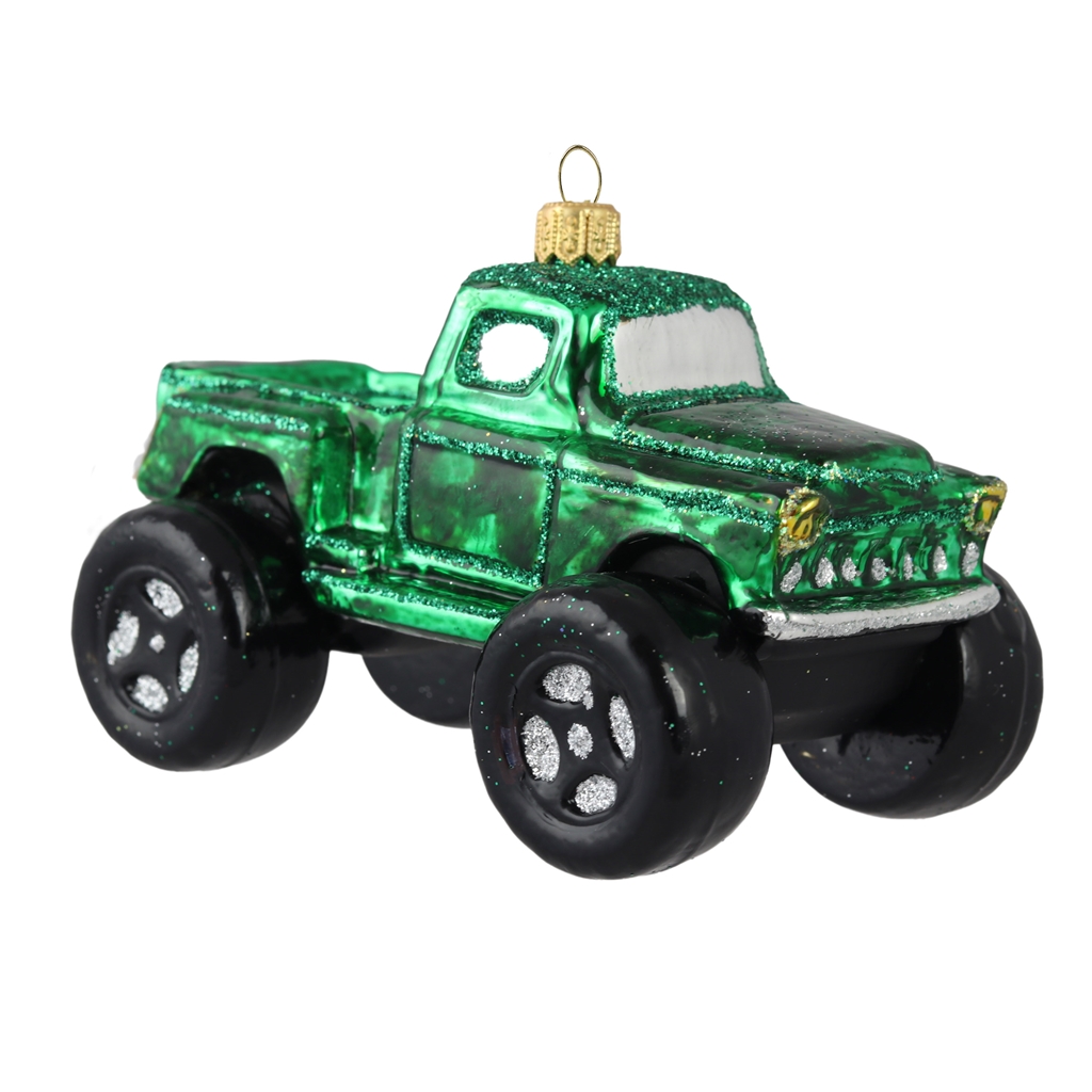 Vánoční dekorace monster Truck zelený