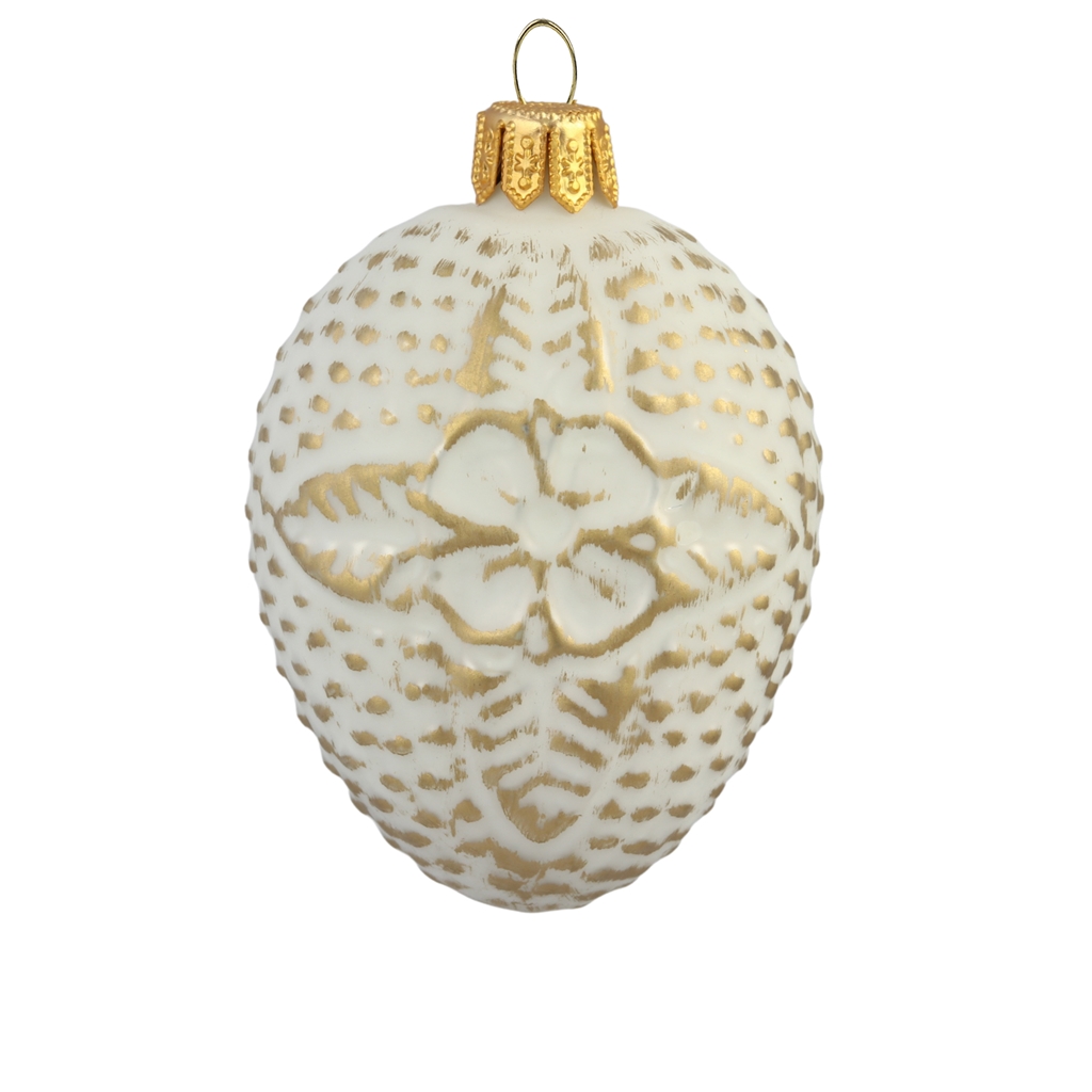 Medailón s bielo-zlatým kvetinovým dekorom