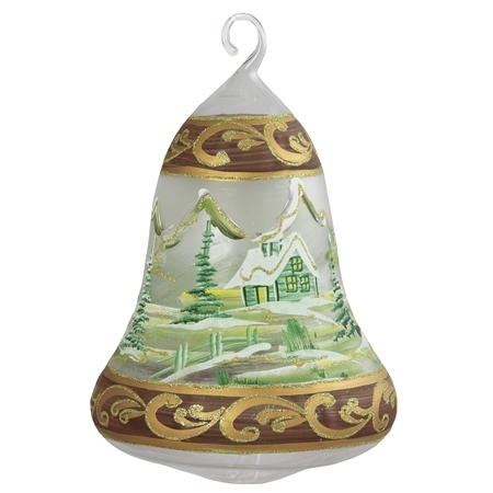 Vianočný zvonček s maľovanou dedinou