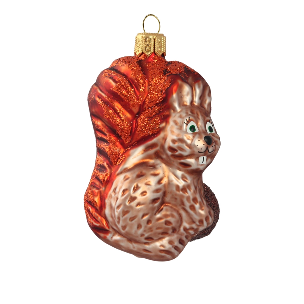 Sklenená veverička vianočná figúrka