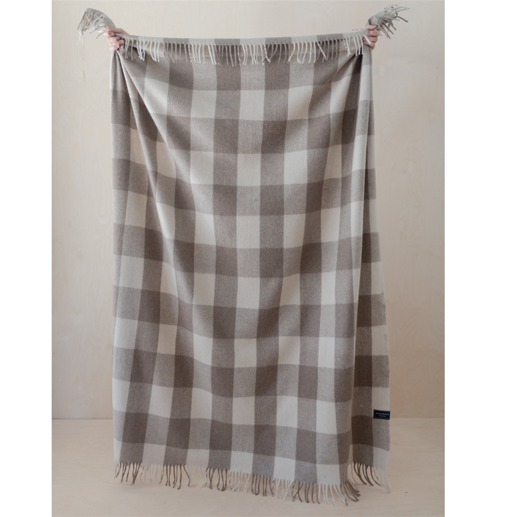 Vlnená deka veľká beige tartan Jacob