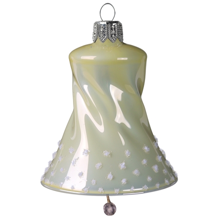 Sklenený zvonček s bielym zdobením