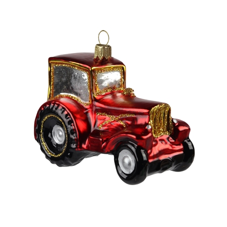 Vianočná dekorácia – traktor červený
