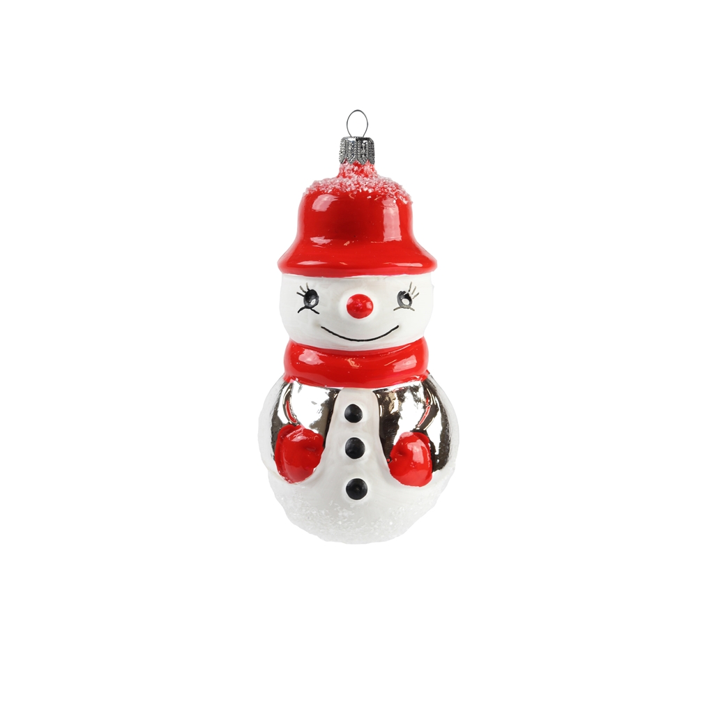 Vánoční figurka Sněhulák červená čepice