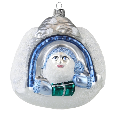Sklenená ozdoba Eskimák v iglu