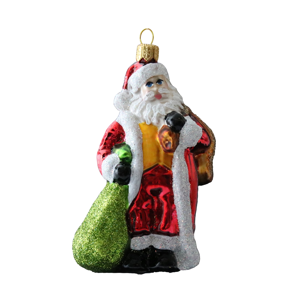 Skleněná figurka Santa s pytlem