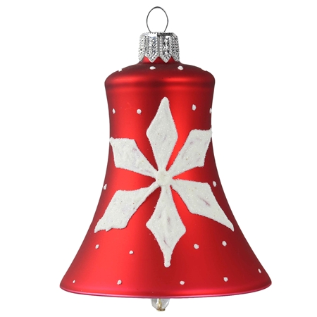 Zvonček červený s bielym dekorom vločky