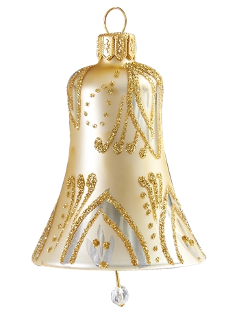 Vianočný zvonček zlatý dekor lístky