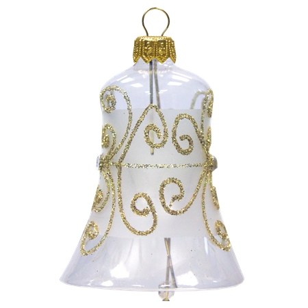 Vianočný zvonček číry, zlaté ornamenty