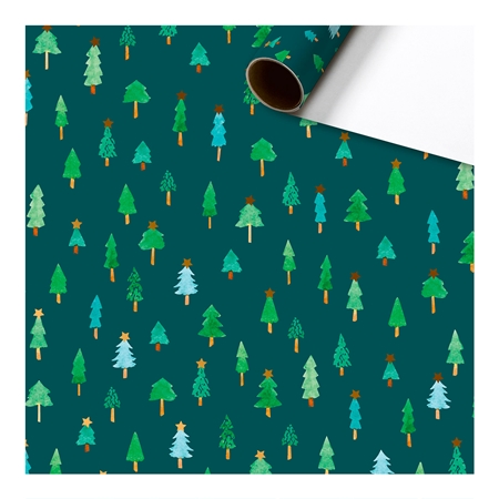 Baliaci papier zelený s vianočnými stromčekmi
