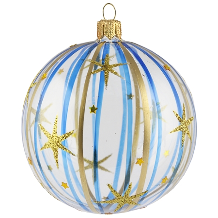 Vianočná guľa zlato-modrý dekor