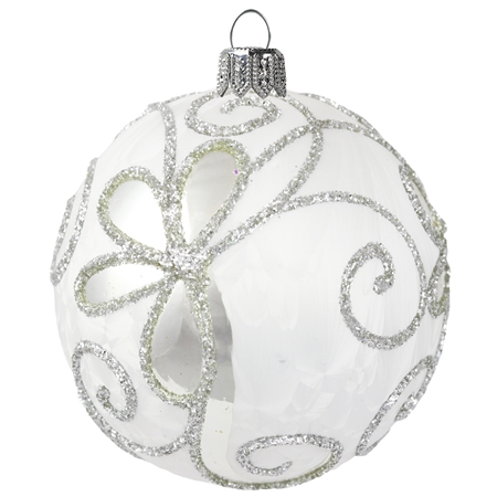 Vianočná sklenená guľa biely mrazolak