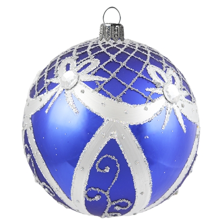 Vianočná banka modrá strieborný dekor