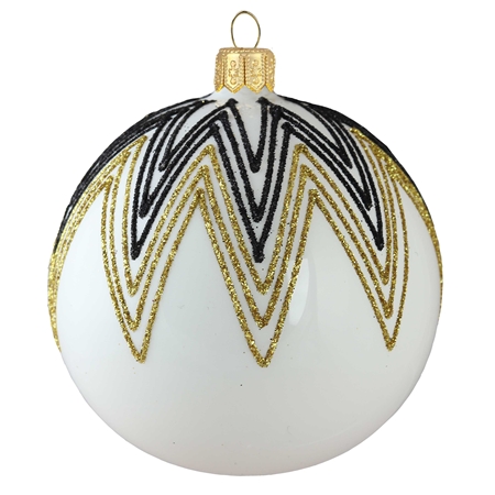 Vianočná banka bielo-čierno-zlatý dekor