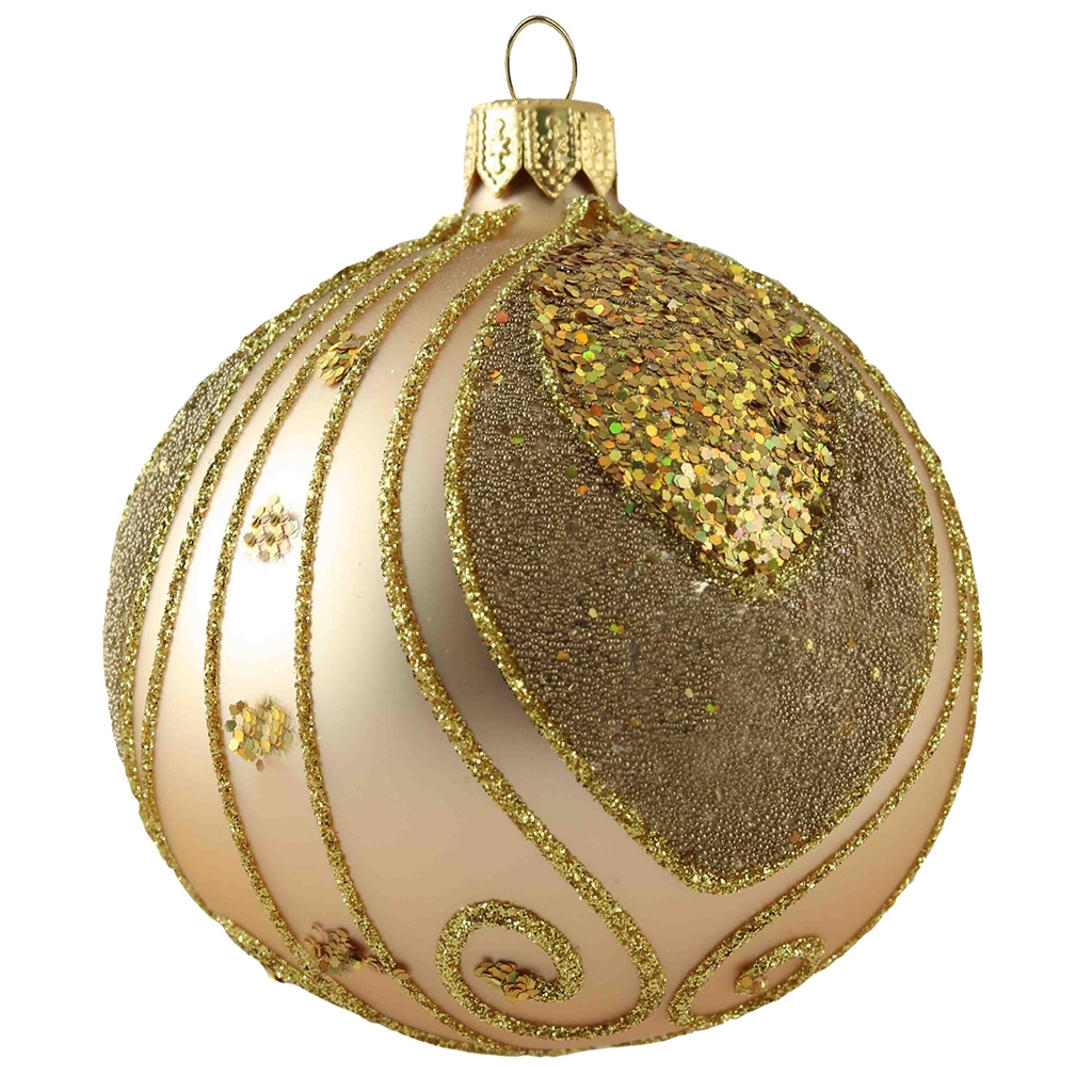 Skleněná vánoční baňka zlatá dekor