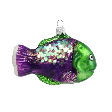 Sklenená ryba fialovo-zelená