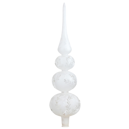 Biely špic trojguľový s dekorom vetvičiek
