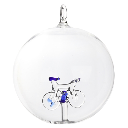 Sklenená guľa priehľadná bicykel