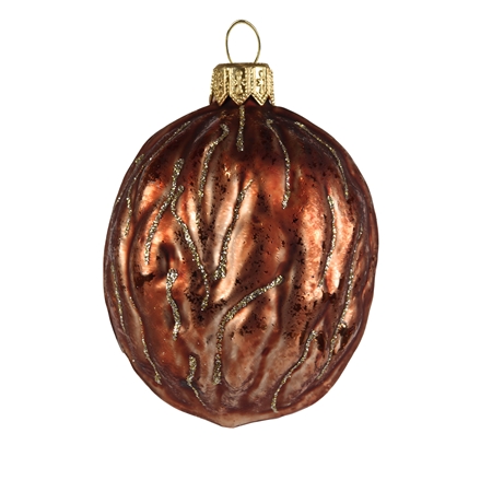 Vianočný orech hnedý so zlatým dekorom
