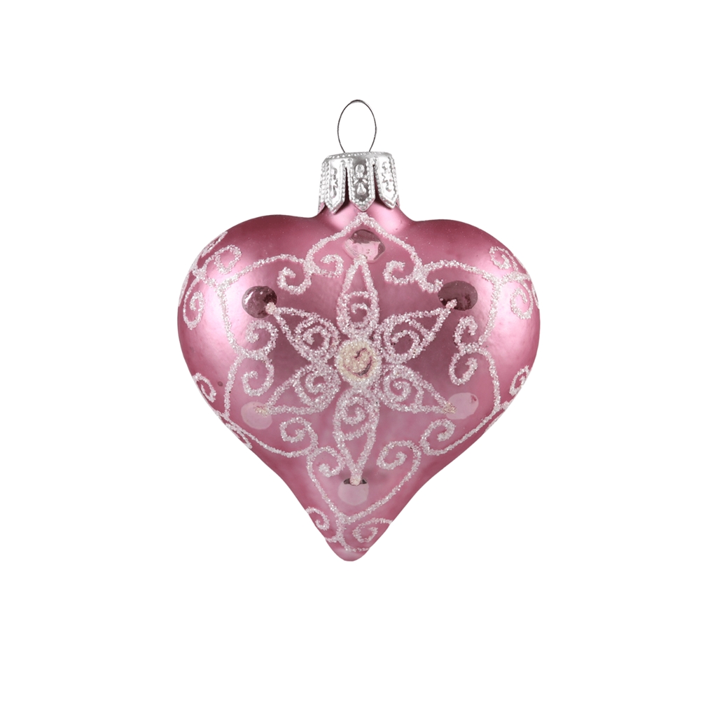 Srdiečko ružové malé s ornamentami