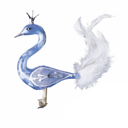 Sklenená labuť modrá s korunkou