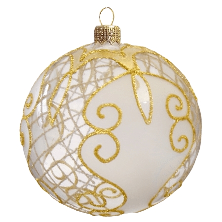 Vánoční baňka průhledná zlatý dekor