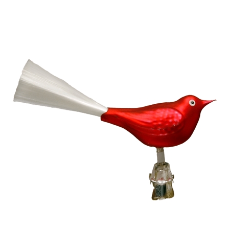 Sklenený vtáčik červený