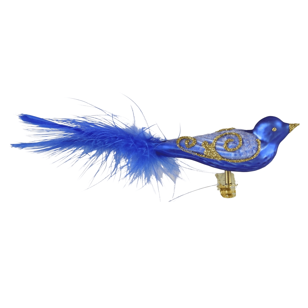Vtáčik modrý so zlatým dekorom