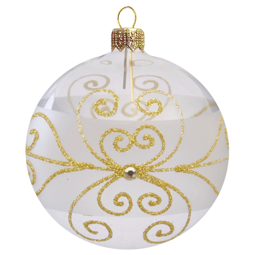 Vánoční koule čirá zlaté ornamenty