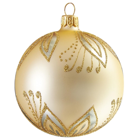 Vianočná guľa zlatá dekor lístky