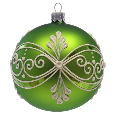 Guľa zelená, biele ornamenty